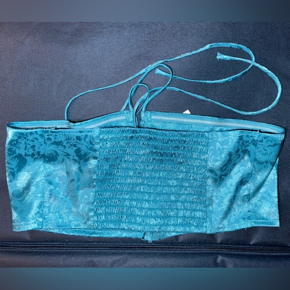 12th Tribe St. Barths Aqua Jacquard Crop Top NWT - Picture 8 of 9